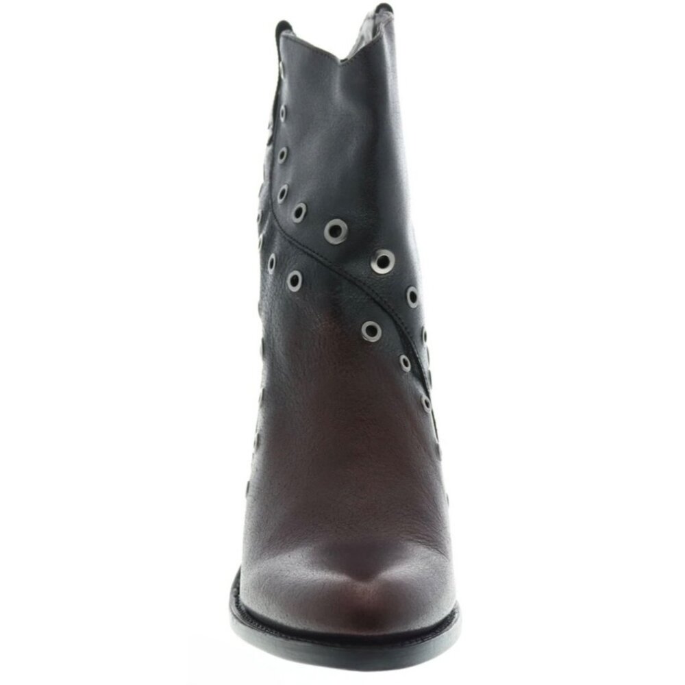 Frye Mustang Grommet Short Ankle Boots 7.5 Burgundy Ombre Leather Western Boots - Picture 3 of 14